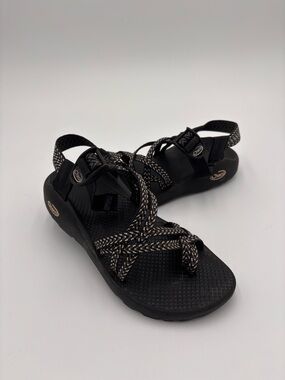 Chaco Women's Black and Ivory Patterned Z/Cloud Sandals Size 7
